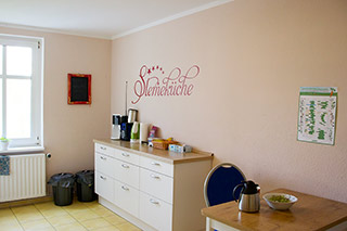 Eine unserer Küchen. Dort kochen wir nicht nur, sondern bieten auch zusätzliche Therapieangebote an.